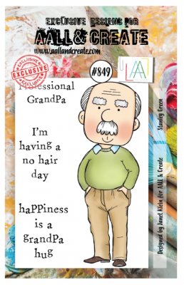 #849 STANLEY GREEN old man clear stamp set - Stämpelset med gubbe man från Janet Klein AALL & Create A7