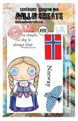 #890 NORWAY girl clear stamp set - Stämpelset med Norgetema från Janet Klein AALL & Create A7