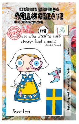 #891 SWEDEN girl clear stamp set - Stämpelset med resetema från Janet Klein AALL & Create A7