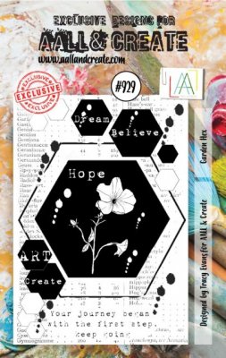 #929 GARDEN HEX clear stamp from Tracy Evans AALL & Create A7