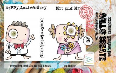 #931 MR & MRS wedding themed clear stamp set - Stämpelset med kärleks- och bröllopstema från Janet Klein AALL & Create A7