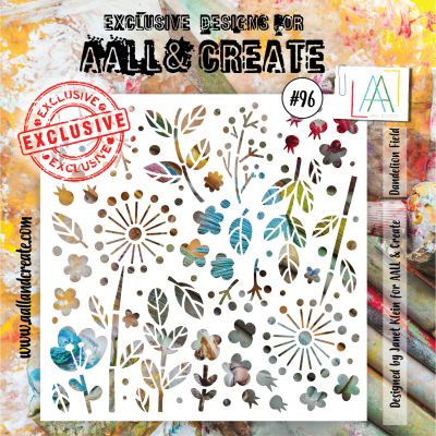 FÖRBESTÄLLNING #96 Dandelion flower field stencil 6x6 - Schablon med blommor från Aall & Create 15*15 cm