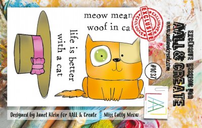 MISS CATTY MEOW clear stamp set 1037 - Stämpelset med katt och hatt från AALL & Create A7