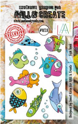 FISH TANK clear stamp sept 1038 - Stämpelset med fiskar från AALL & Create A6