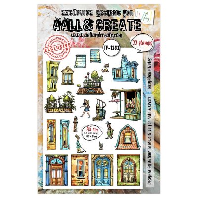 NEIGHBOUR NOTES house clear stamp set - Stämpelset med husdelar från AALL & Create A5