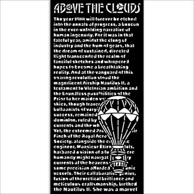 ABOVE THE CLOUDS stencil - Schablon från Voyages fantastiques Stamperia 12x25 cm