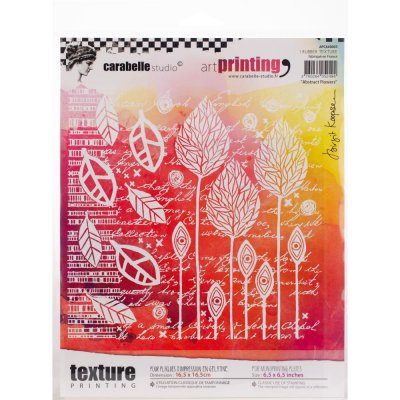 Abstract flowers art printing square rubber texture plate 6*6 - Texturplatta för gel plate-printing med blad och löv från Carabe