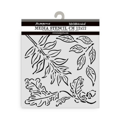Acorns leaves stencil - Schablon med blad och ekollon från Stamperia 12x12 cm