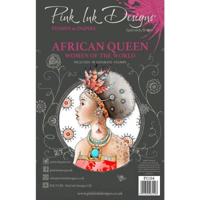 African queen clear stamp set - Stämpelset med afrikansk kvinna från Pink ink design A5