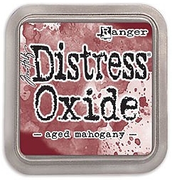 Aged mahogany distress oxide ink - Mahognyröd hybriddyna med dye- och pigmentbläck från Tim Holtz / Ranger ink