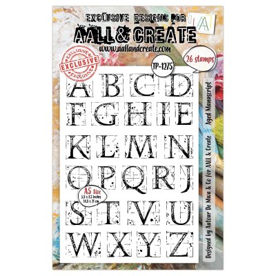 AGED MANUSCRIPT letter alphabet clear stamp set from AALL & Create A5