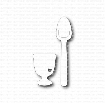 Äggkopp med sked och hjärta (Egg cup with spoon die set) - Stansmallar från Gummiapan ca 10 x 15 mm, 7x32 mm