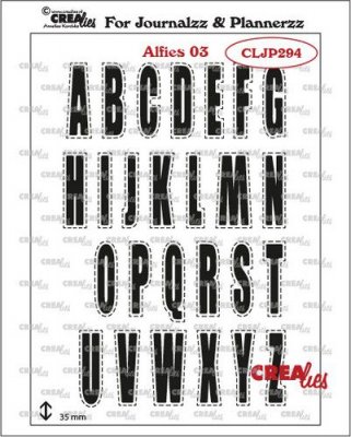 Alfies alphabet with stich line clear stamp set - Stämpelset med bokstäver från CreaLies 3,5 cm höga