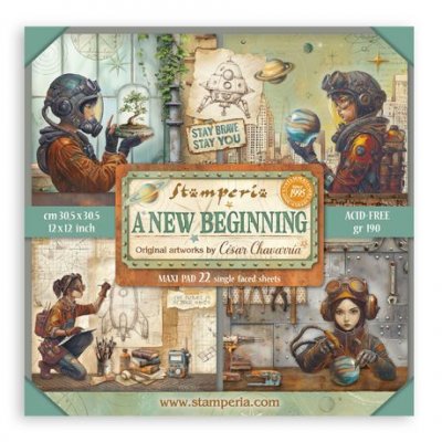 A NEW BEGINNING single sided paper pack 12x12 from Stamperia 30x30 cm