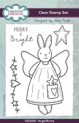 ANGEL BUNNY clear stamp set - Stämpelset med kaninängel från Sam Poole Clear Creative Expressions A6