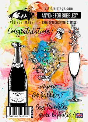 ANYONE FOR BUBBLES champagne clear stamp set - Stämpelset från Visible image A6