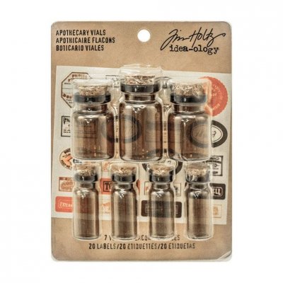 APOTHECARY VIALS small brown bottles - Små bruna dekorationsflaskor från Tim Holtz Idea-ology (7)