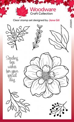 ARRANGE ME flower clear stamp set - Stämpelset med blomma från Woodware A6