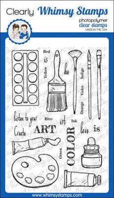 Artist Toolkit Clear Stamp set - Stämpelset med konstnärligt tema från Whimsy Stamps 10x15 cm