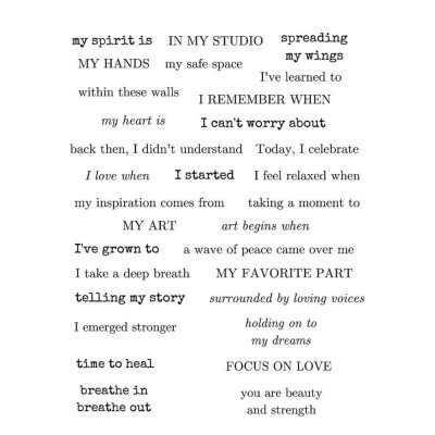 FÖRBESTÄLLNING - Art journal prompts quote rubber stamp set - Stämpelset med uttryck för journaler från Danielle Mack