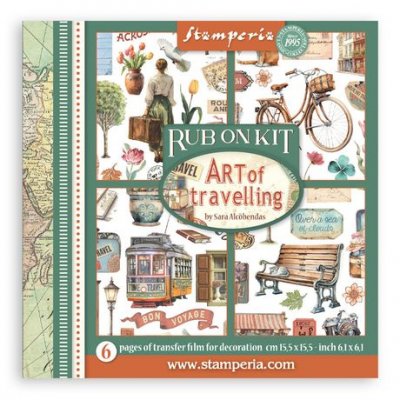 ART OF TRAVELLING rub on kit from Stamperia ca 15x15 cm