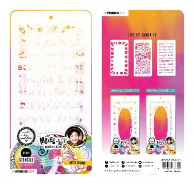 ARTSY DESIGNS mixed up collection 139 stencil set (3 pcs) - Schabloner från Art by Marlene Studio Light 11x21 cm