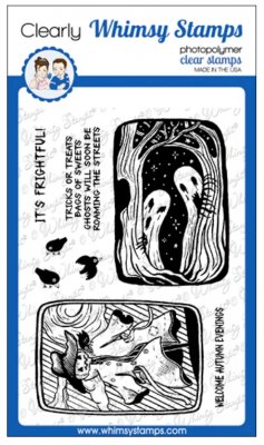 ATC Autumn Ghosts Halloween Clear Stamp set - Stämpelset med Halloweenspöken från Whimsy Stamps 10x15 cm