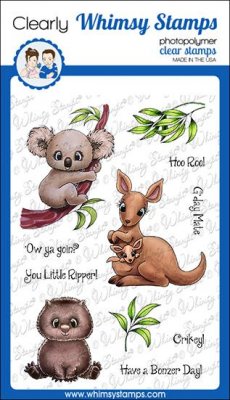 Aussie Friends Clear Stamp (Australian animals) - Stämpelset med australiensiska djur från Whimsy Stamps 10x15 cm