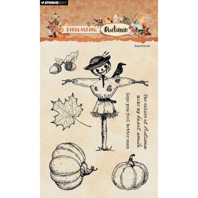 AUTUMN SCARECROW pumpkin fall clear stamp set - Stämpelset med pumpor, fågelskrämma och hösttema från Studio Light A6