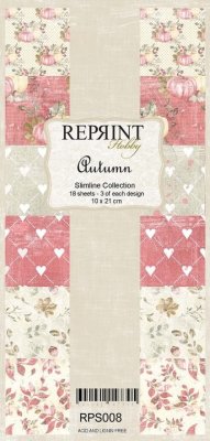 Autumn slimline paper pack - Avlånga mönsterpapper med hösttema från Reprint 10x21 cm