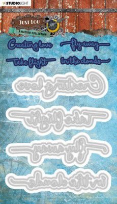 Aviation collection 12 die set with English words from Just Lou / Studio Light