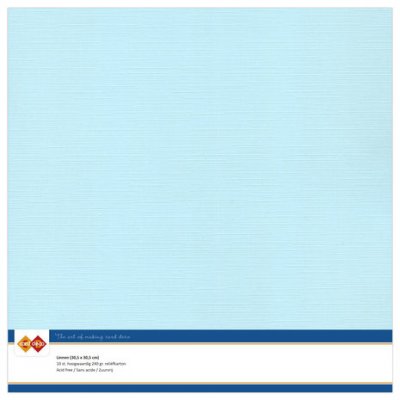 BABY BLUE Linen Cardstock 30,5x30,5 cm (10pcs) - Ljusblå papper från Card Deco
