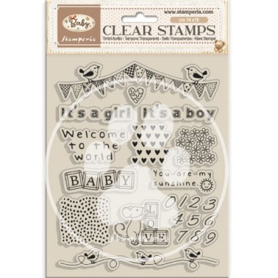 BABY CLEAR STAMP SET - Stämpelset med bebistema från Stamperia A5