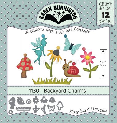 FÖRBESTÄLLNING - Backyard charms die set 1130 - Stansmallar med blommor från Karen Burniston