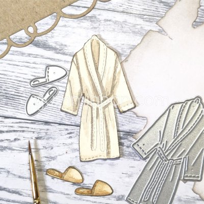 Bathrobe and slippers die set from Gummiapan ca 38x63 & 18x7 mm