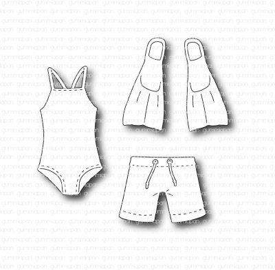 Bathing clothes and flippers die set from Gummiapan