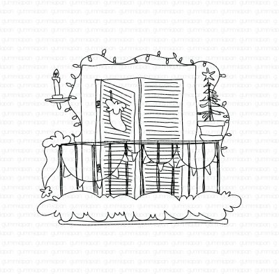 Balkong Trelleborg - Stämpel med jultema från Gummiapan 8,6*7,4 cm