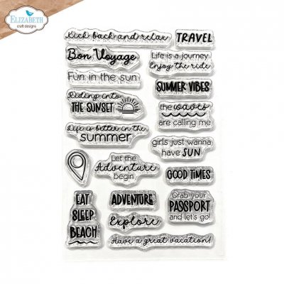 SUMMER TRAVEL SENTIMENTS clear stamp set from Elizabeth craft designs
