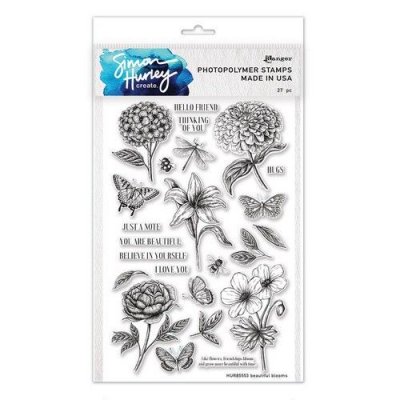 BEAUTIFUL BLOOMS clear stamp set - Stämpelset med blommor från Simon Hurley Ranger inc