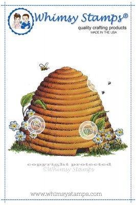 Bee hive rubber stamp - Stämpel med en bikupa från DoveArt / Whimsy Stamps