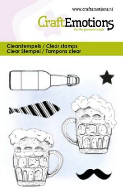 BEER clear stamp set - Stämpelset med öl från Craft Emotions 6x7 cm