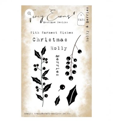 BERRIES Holly Christmas clear stamp set from Tracy Evans A7