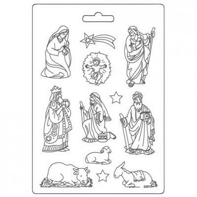 Bethlehem soft mould A4 - Gjutform med jesu födelse- och jultema från Stamperia