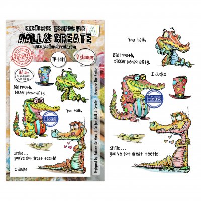 BEWARE THE SMILE crocodile clear stamp set from AALL & Create A6