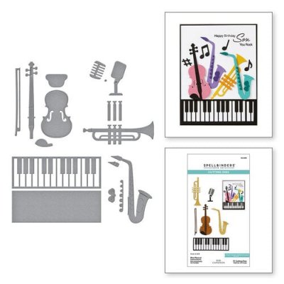 Bibi's Musical Notes Collection - Etched Dies - Mini Musical Instruments - Stansmallar med musiktema från Spellbinders