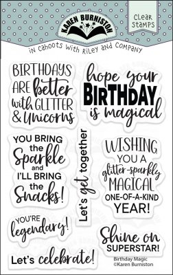 BIRTHDAY MAGIC clear stamp set - Stämpelset med grattistema från Karen Burniston