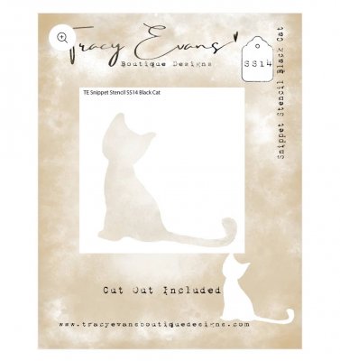 BLACK CAT stencil and mask set - Schablon och mask med katt från Tracy evans 10x10 cm