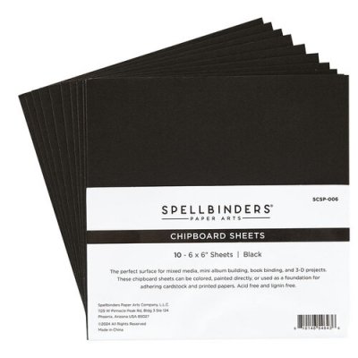 BLACK CHIPBOARD SHEETS 6X6 10 pcs - Svarta chipboardark 15x15 cm från Spellbinders