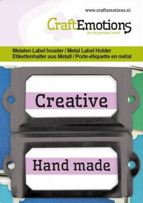 BLACK large metal label holder - Etiketthållare från Craft Emotions 3,2x7 cm