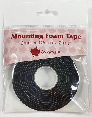 BLACK Mounting Foam Tape 2 mm - Svart skumgummitejp från Woodware 2 M